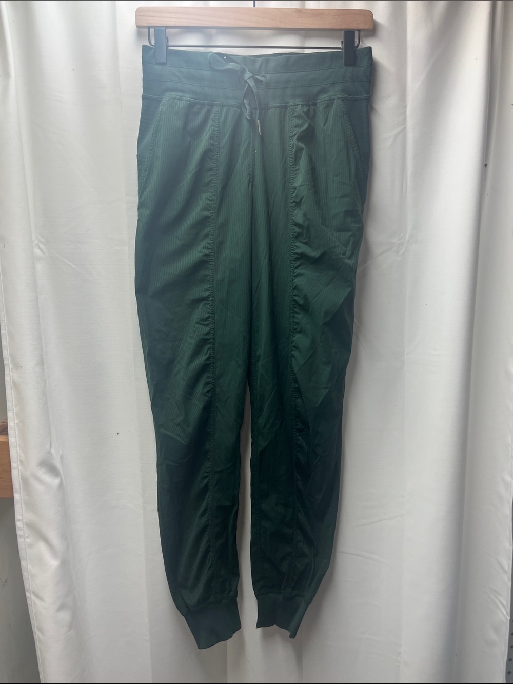 Lululemon Dark Green Striped Dance Studio Mid-Rise Jogger Pants- 4